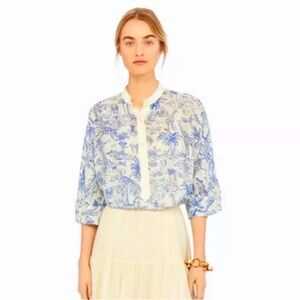 Tory Burch Silk button front toile georgette top